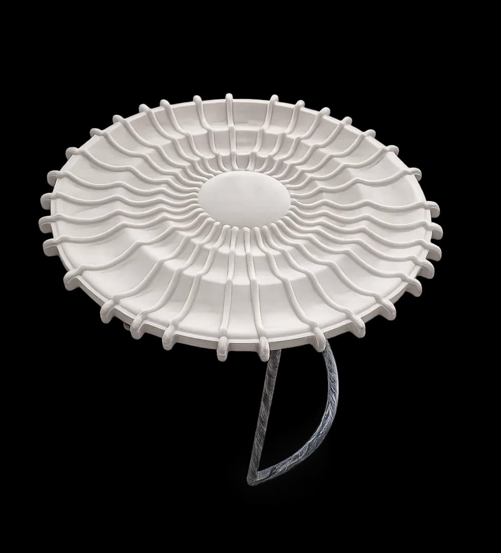 Hand Carved White Sandstone Sunburst Garden Table - view 1